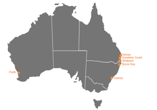 オーストラリア地図とキャンパス位置